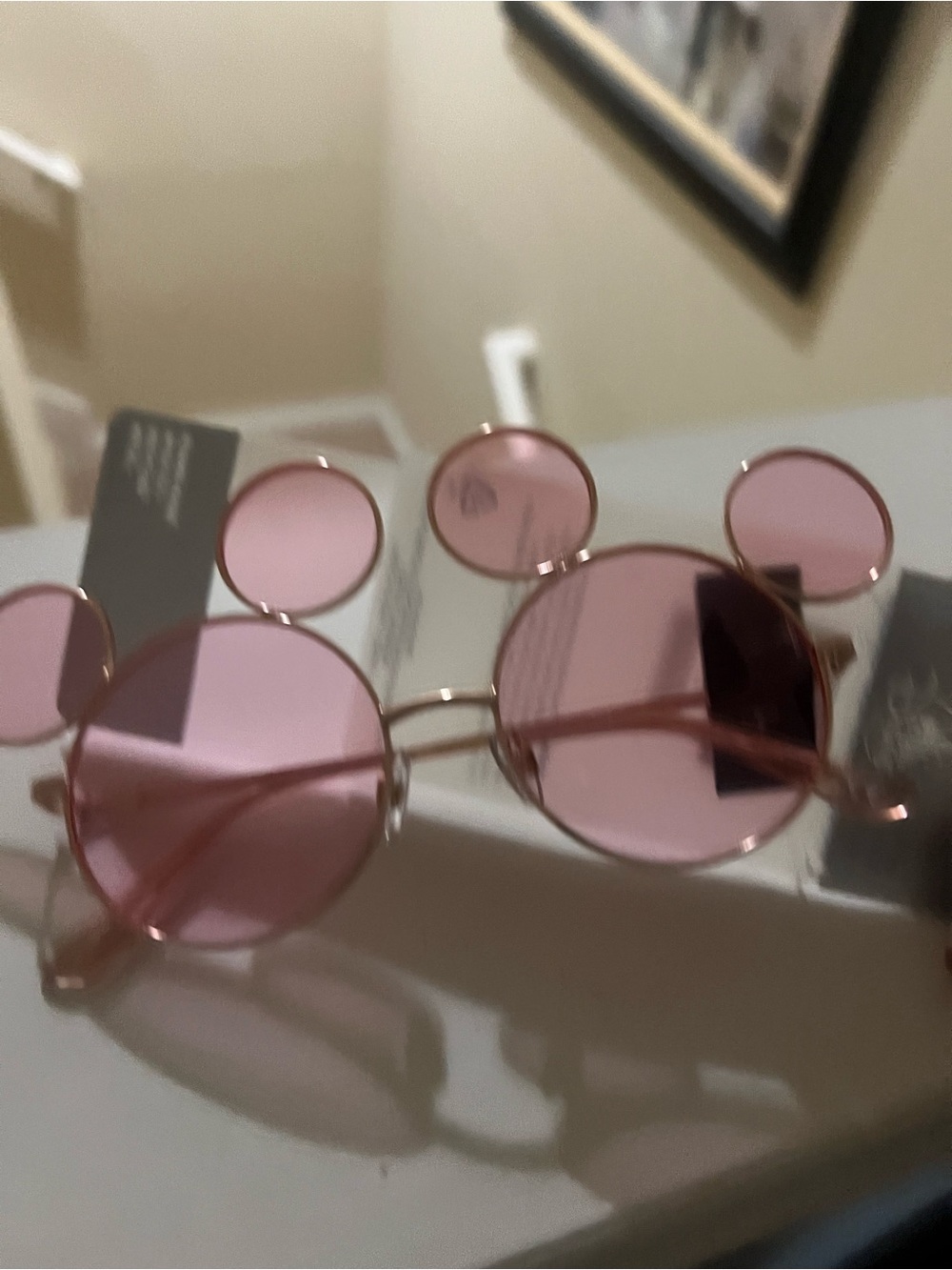 Disney Kids Pink Round Sunglasses with Ear Accents